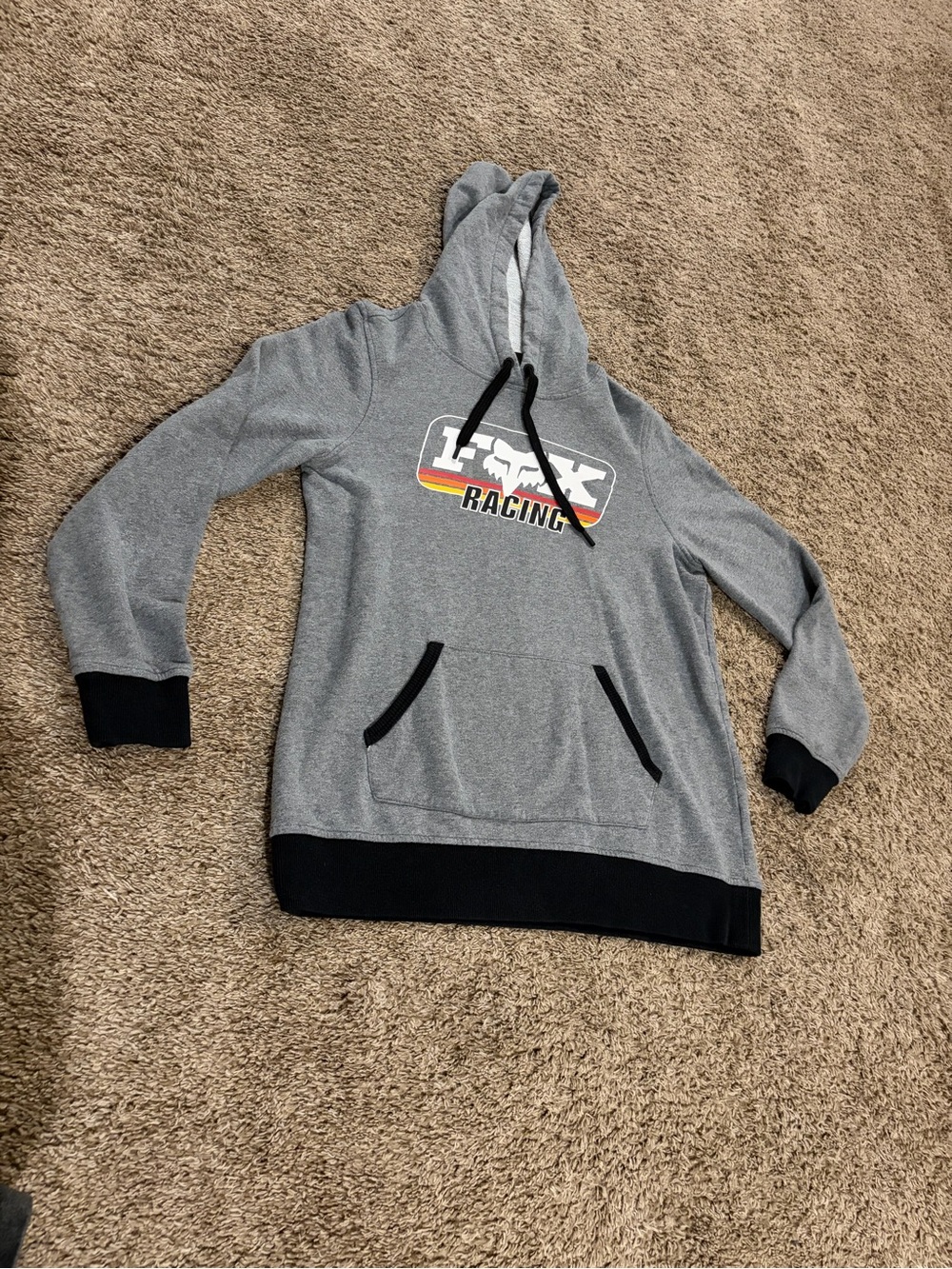 Fox Racing Women’s Retro Pullover Hoodie Heather Gray Graphic Motorcycle Medium - Picture 3 of 9